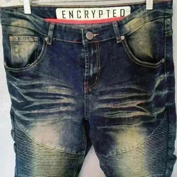 Encrypted Distressed Denim Jeans size W 34 L 32 - Picture 3 of 15